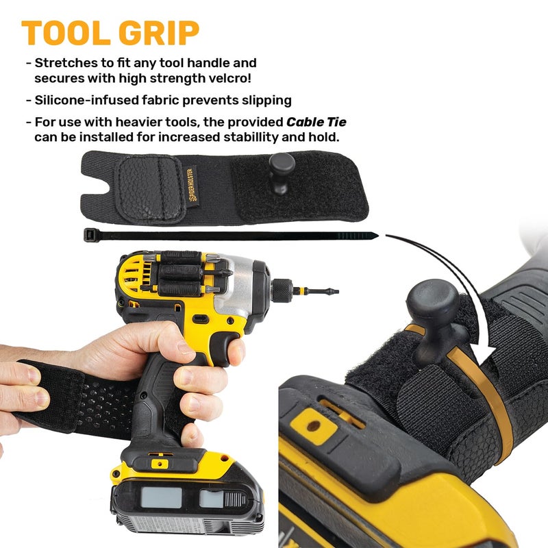 Spider Tool Holster Set - Self Locking, Quick Draw Belt Holster Clip + Elastic Tool Grip - Improve The Way You Carry Your Power Drill, Driver, Multitool, Pneumatic, Flashlight, Hammer, Saw and More! â€¦ - Image 3